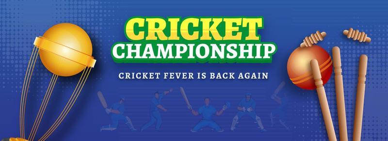 cricket-championship-text-in-sticker-style-with-golden-trophy-cup-ball-hitting-wicket-stumps-and-cricketers-on-blue-halftone-effect-background-header-or-banner-design-vector